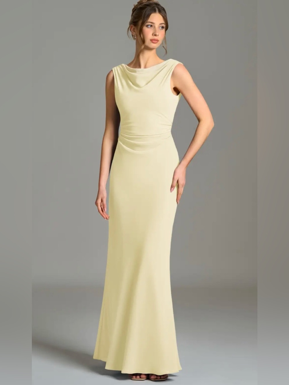 Azazie Kieryn Lemon Sorbet Mermaid Pleated Chiffon Dress Size A0 NWT